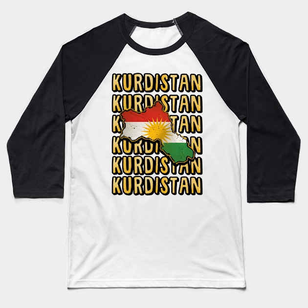 Kurdistan Flag, Kurdish Map, Kurdistan Baseball T-Shirt by Jakavonis